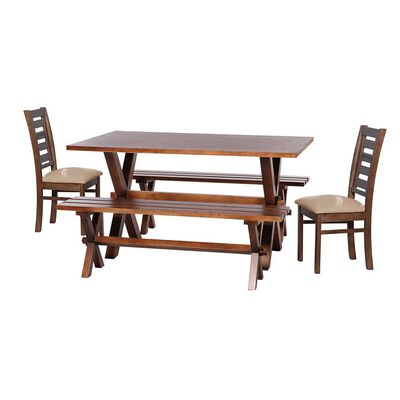 Juego de Comedor Latam Home Sevilla Murcia 2 Sillas + 2 Bancas Lino Natural