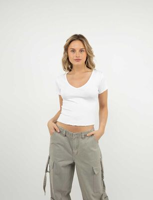 Imagen 1 del producto Polera Crop Manga Corta Mujer Icono Blanco, Gris, Negro