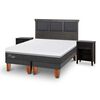 Cama Europea CIC Base Dividida King Ortopedic Advance + Respaldo + 2 Veladores Torino