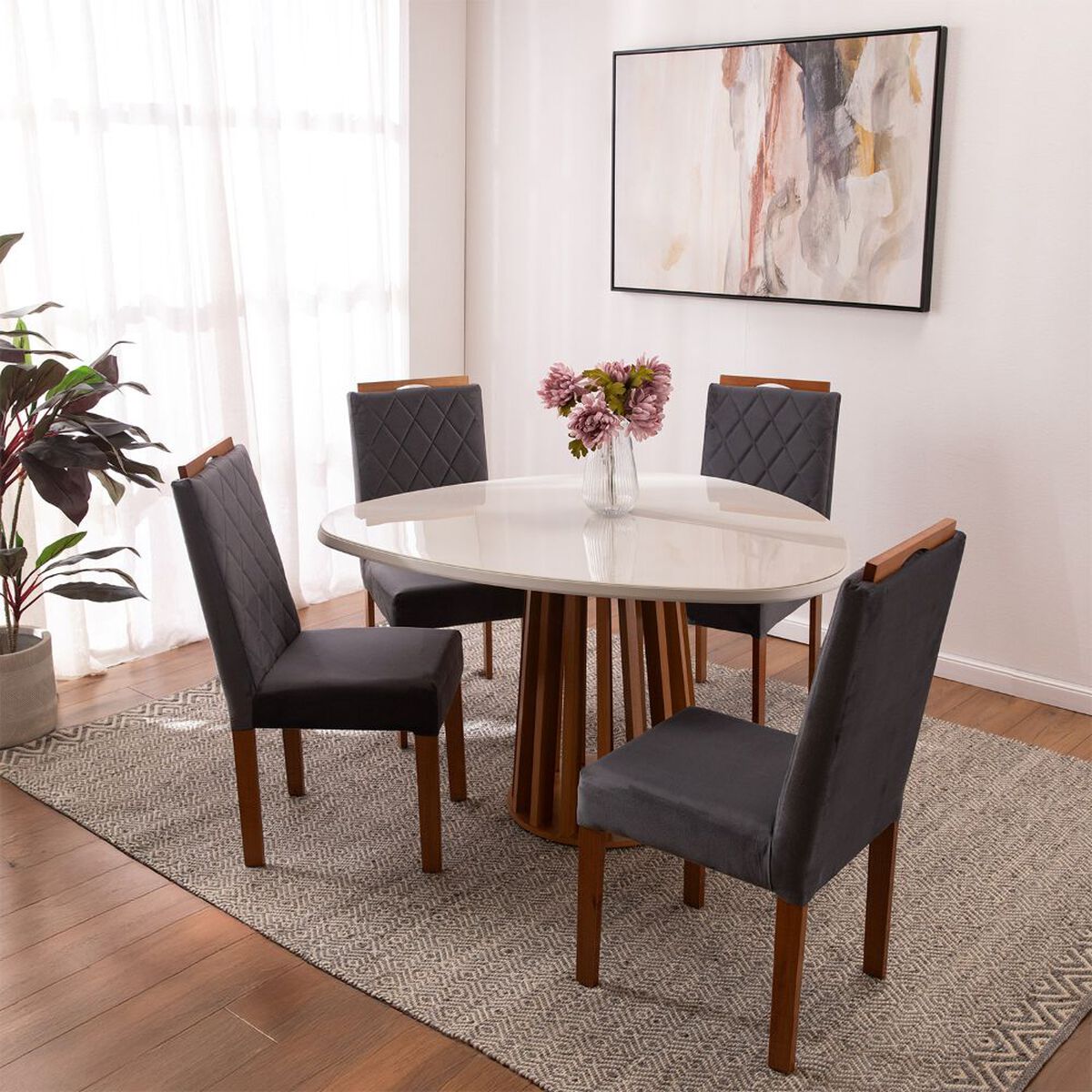 Juego de Comedor Roca Toledo 4 Sillas Ceniza