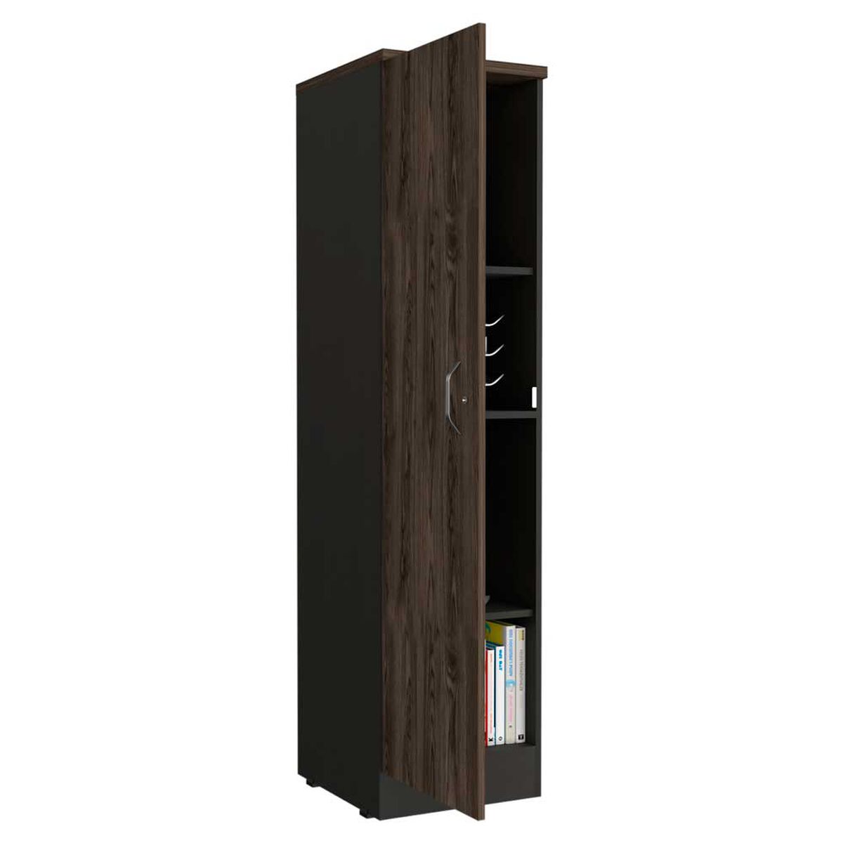 Combo Archivador 3 Cajones + Biblioteca 1 Puerta TuHome Home Office Negro Soft-Co&ntilde;ac