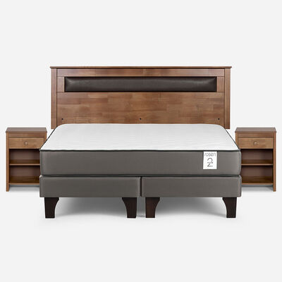 Imagen 1 del producto Cama Europea Rosen King New Style 2 Plus + Respaldo + 2 Veladores Ferrara