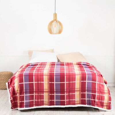 Frazada de Poliéster Mashini 1,5 Plazas Tartan Burdeo