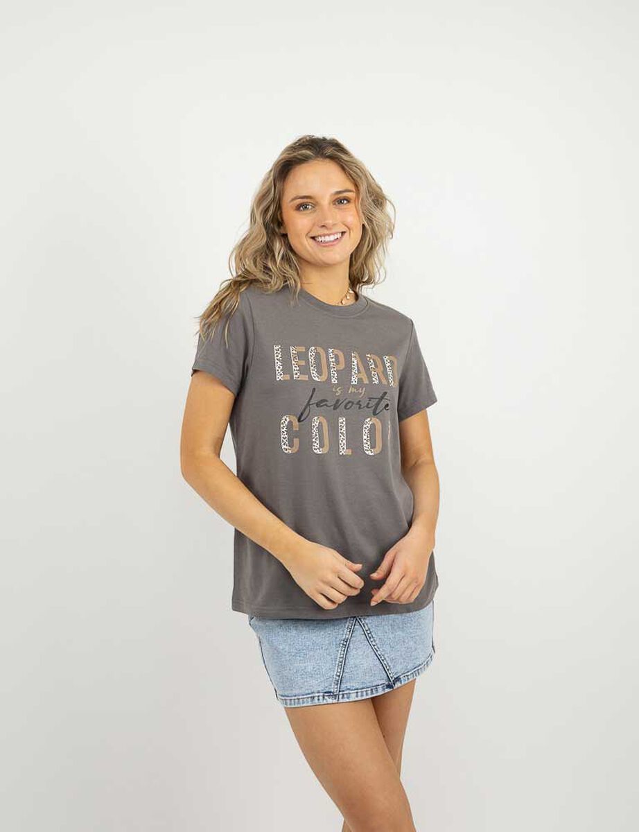 Polera Con Estampado Manga Corta Mujer Icono