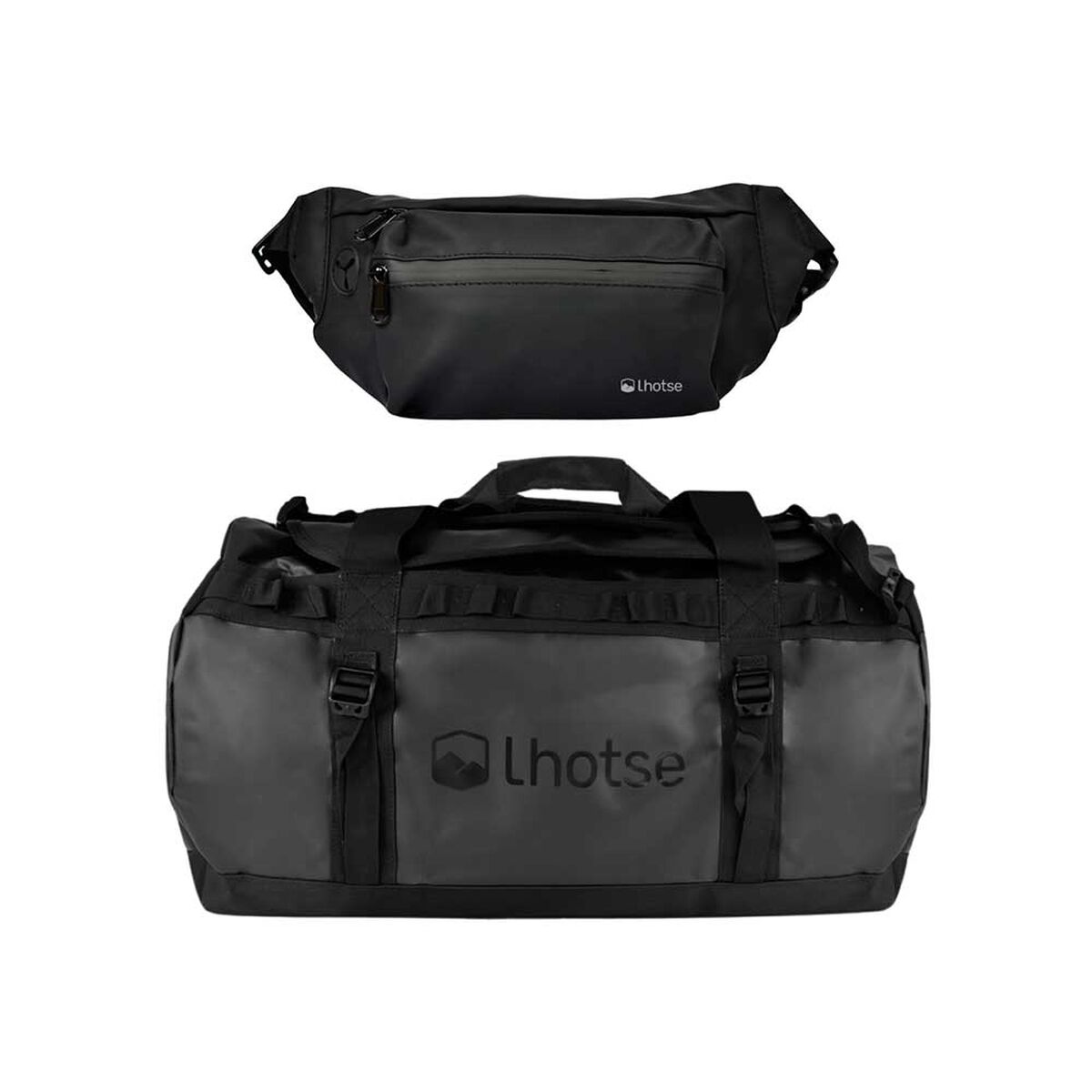 Pack Bolso Duffel 60 Lts Black + Banano Impermeable Lhotse