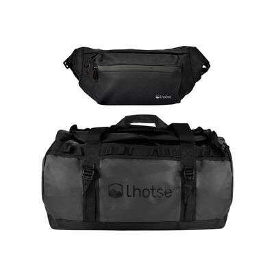 Pack Bolso Duffel 60 Lts Black + Banano Impermeable Lhotse