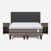 Cama Europea Rosen 2 Plazas New Style 6 + Respaldo + 2 Veladores Grafito