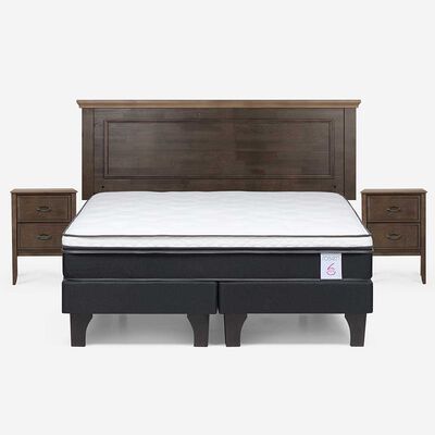 Imagen 1 del producto Cama Europea Rosen Base Dividida King Anna + Respaldo + 2 Veladores