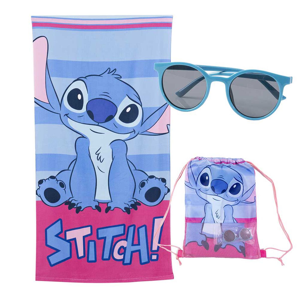 Toalla de Playa + Bolso + Lentes de Sol Disney Stitch 140 x 70 cm