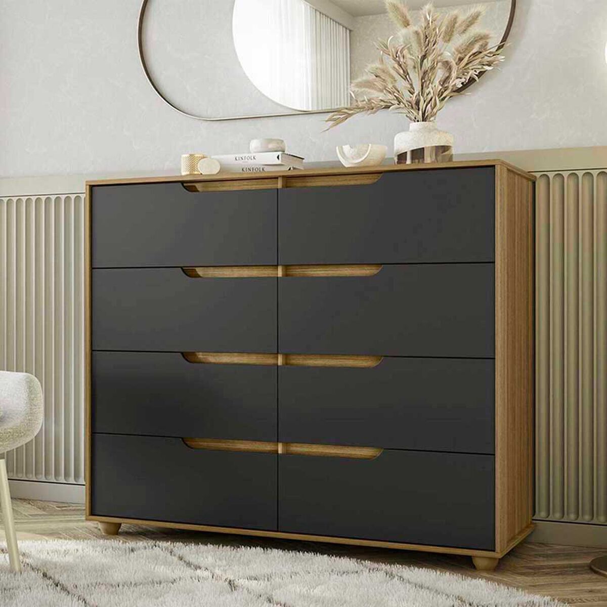 C&oacute;moda Vekkahome Doble Evo 8 Cajones Gris