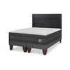 Cama Europea CIC Base Dividida 2 Plazas Lux + Respaldo Milan Negro