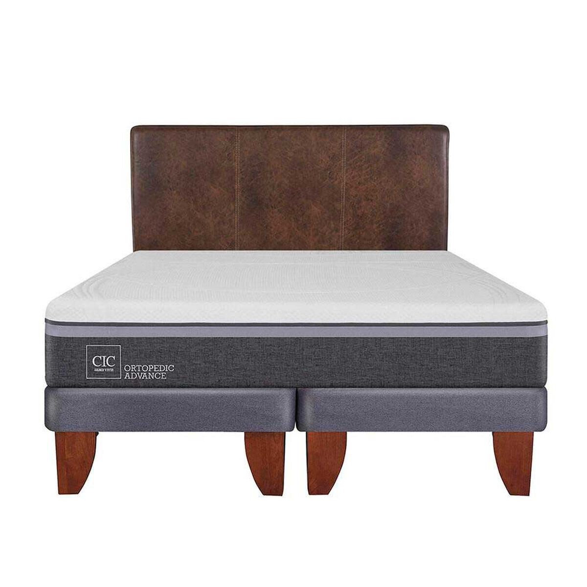 Cama Europea CIC Base Dividida King Ortopedic Advance + Respaldo Baker