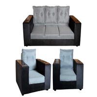 Juego de Living Diseño A&M Home Jocelyn Sofá 3 Cuerpos + 2 Sillones 1 Cuerpo Negro Gris