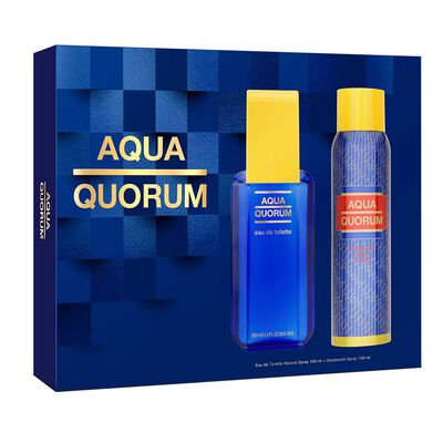 QUORUM Set Perfume Hombre Quorum Aqua EDT for Men Tester 100 ml + Desodorante Spray for Men 150 ml