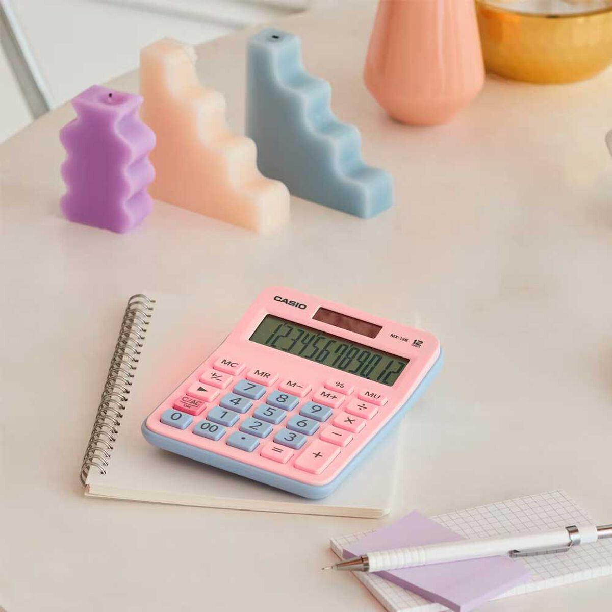 Calculadora de Escritorio Casio MX-12B-PKLB Color Rosa
