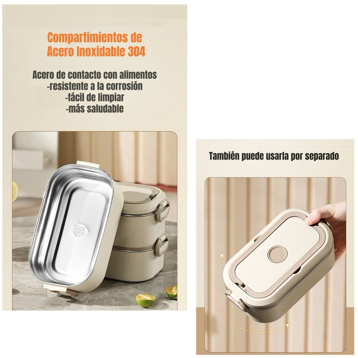 Lonchera Bento Crema LuBabycas
