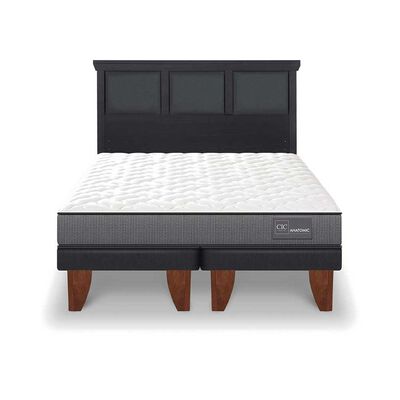 Cama Europea CIC Base Dividida 2 Plazas Anatomic + Respaldo Torino Negro