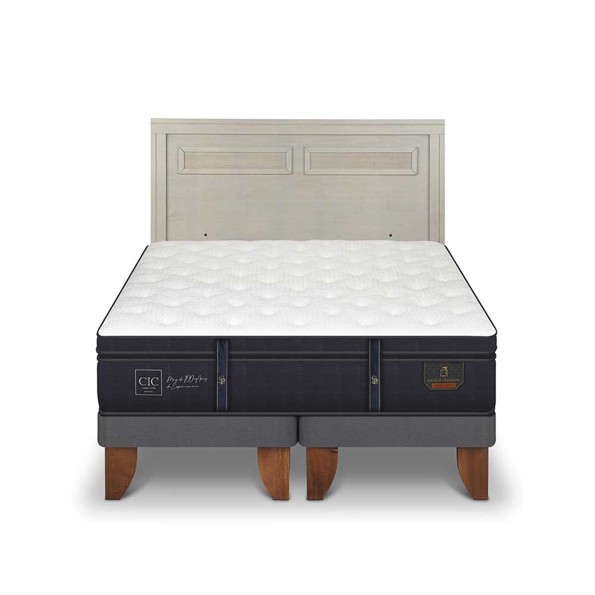 Cama Europea CIC Base Dividida 2 Plazas Grand Premium + Respaldo Milan Alpino