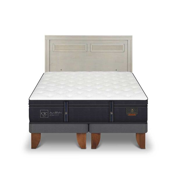 Cama Europea CIC Base Dividida 2 Plazas Grand Premium + Respaldo Milan Alpino