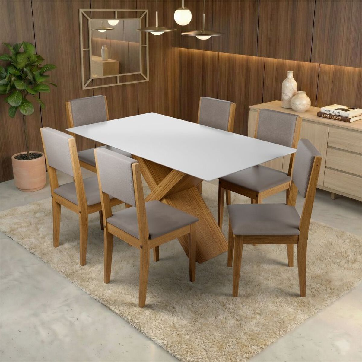 Juego de Comedor Exit Dubai 6 Sillas Blanco