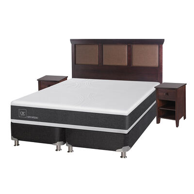 Imagen 2 del producto Box Spring CIC Base Dividida 2 Plazas New Ortopedic + Respaldo + 2 Veladores New Torino