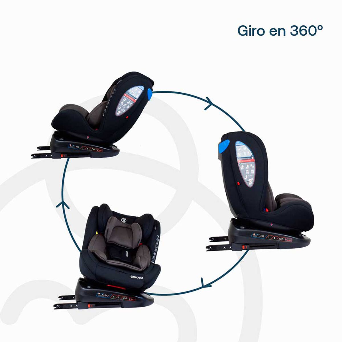 Silla de Auto Bebe Convertible OneFix 360 Isofix Grey Bebesit