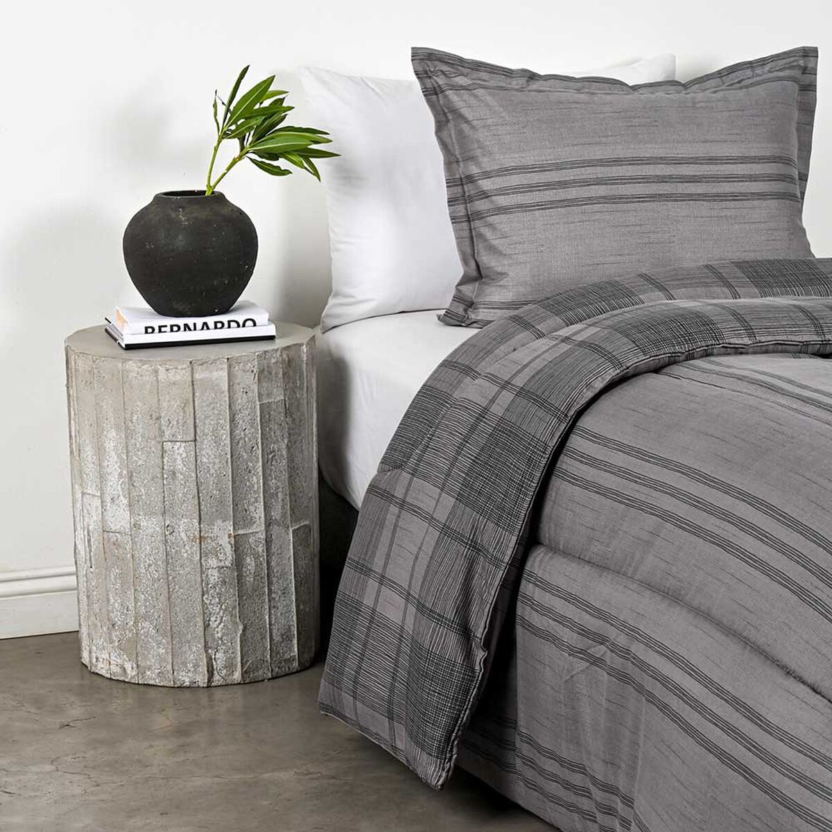 Plumón Elements & Co 1,5 Plazas Squard Gris