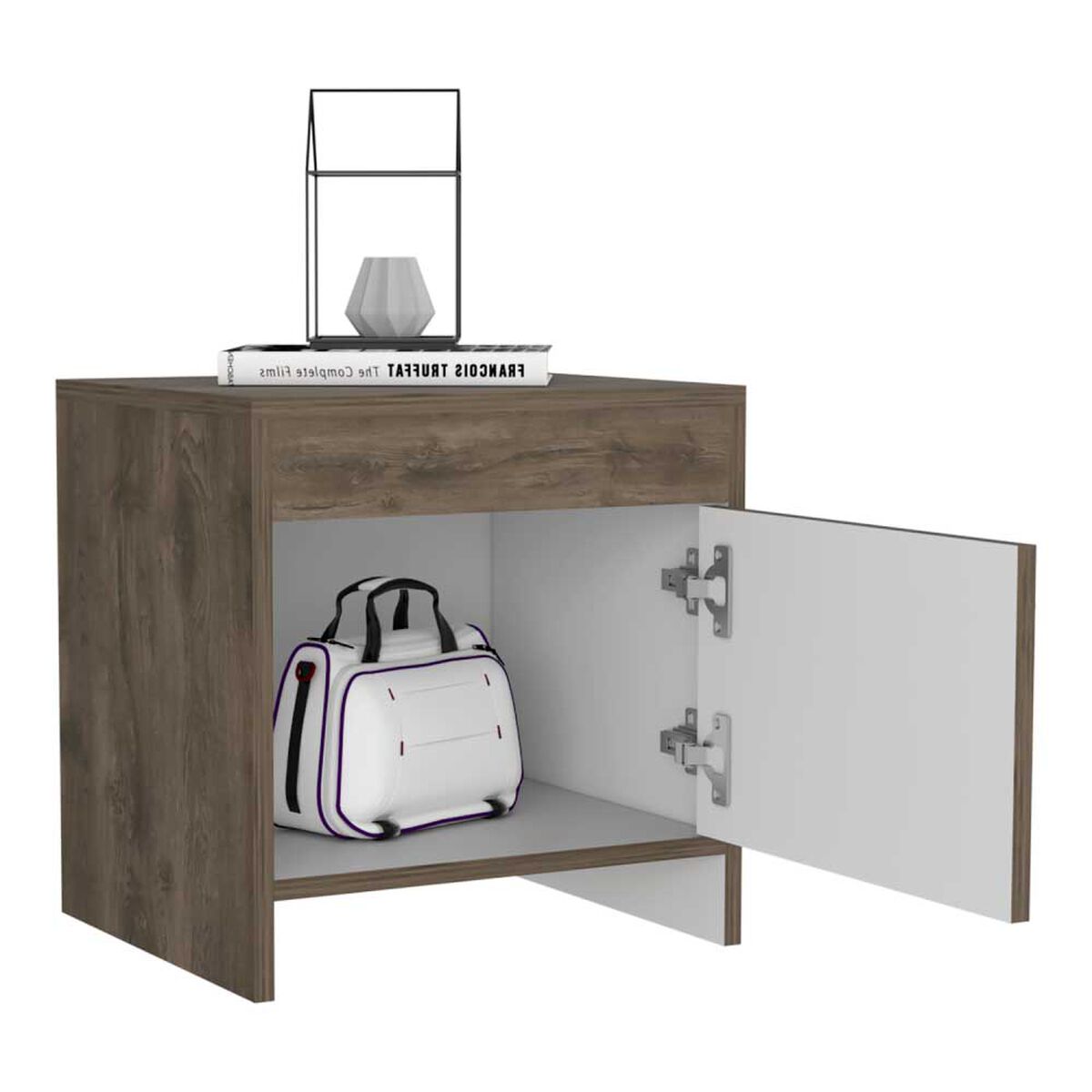 Velador TuHome Colore 1 Puerta Bellota y Blanco