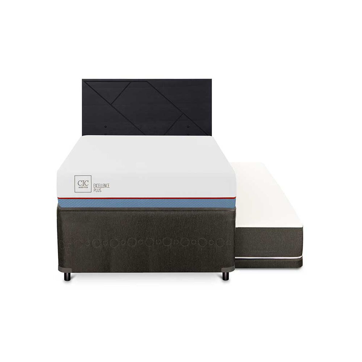 Cama Nido CIC 1,5 Plazas Excellence Plus + Respaldo Villarrica Negro