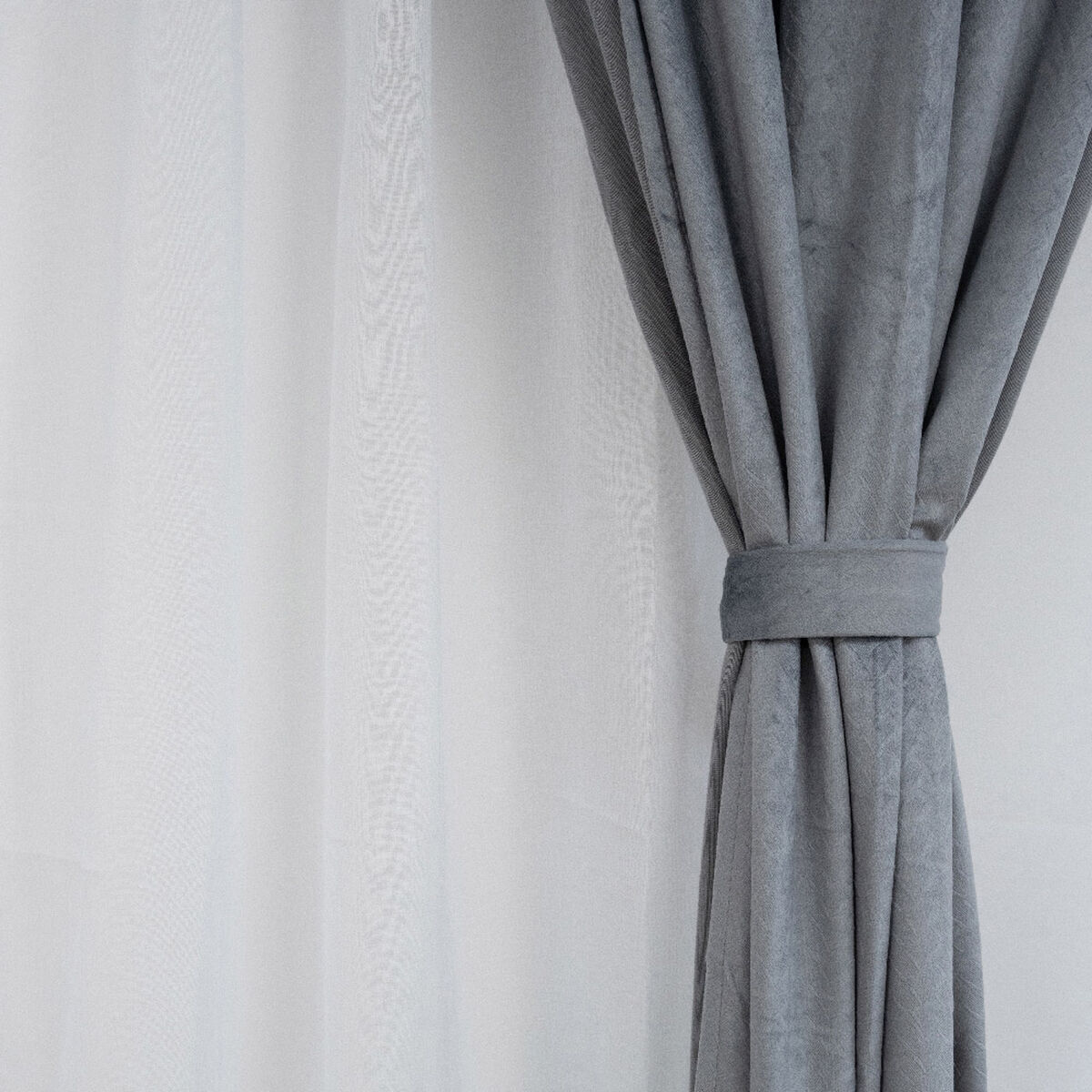 Set Cortina Doral Luciana 6 Piezas 140x220 cm Gris