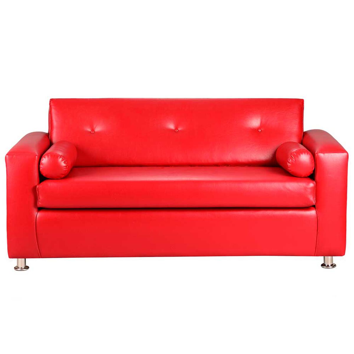 Juego de Living Bodevir Vivo PU 12 3 Cuerpos + Dos Pouf 1 Cuerpo Rojo