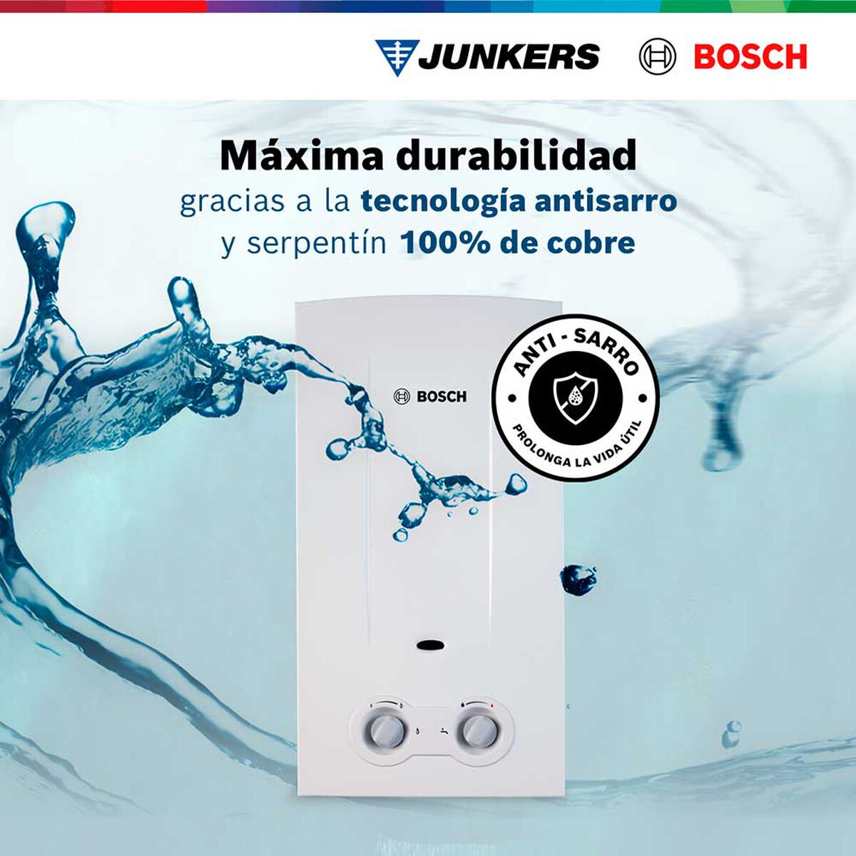 Calef&oacute;n 13 litros gas licuado tiro natural Junkers Bosch Therm 2200