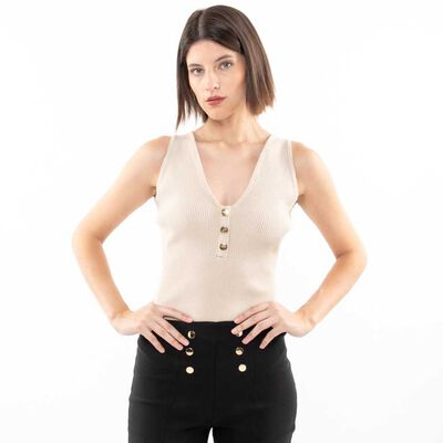 Body Sin Mangas Mujer Fiorucci Beige