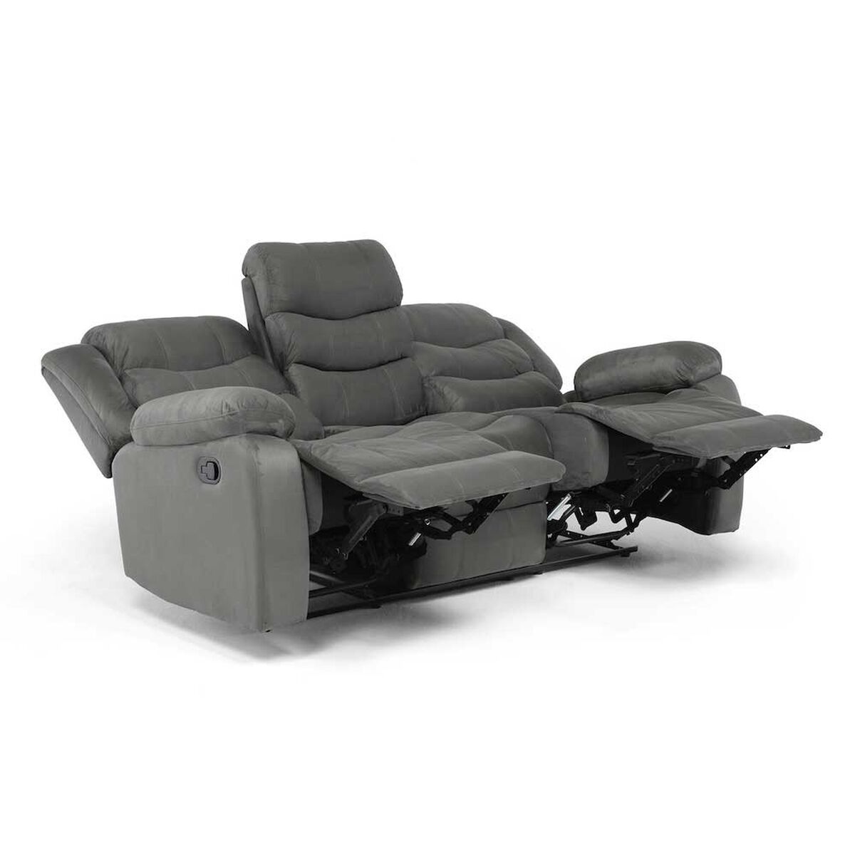 Juego de Living Reclinable Daniels Sof&aacute; 3 Cuerpos + 2 Bergers Norman Gris
