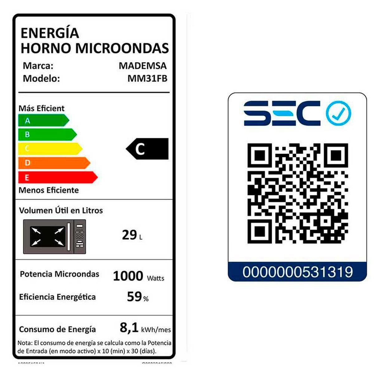 Microondas Mademsa MM31FB 31 lts.