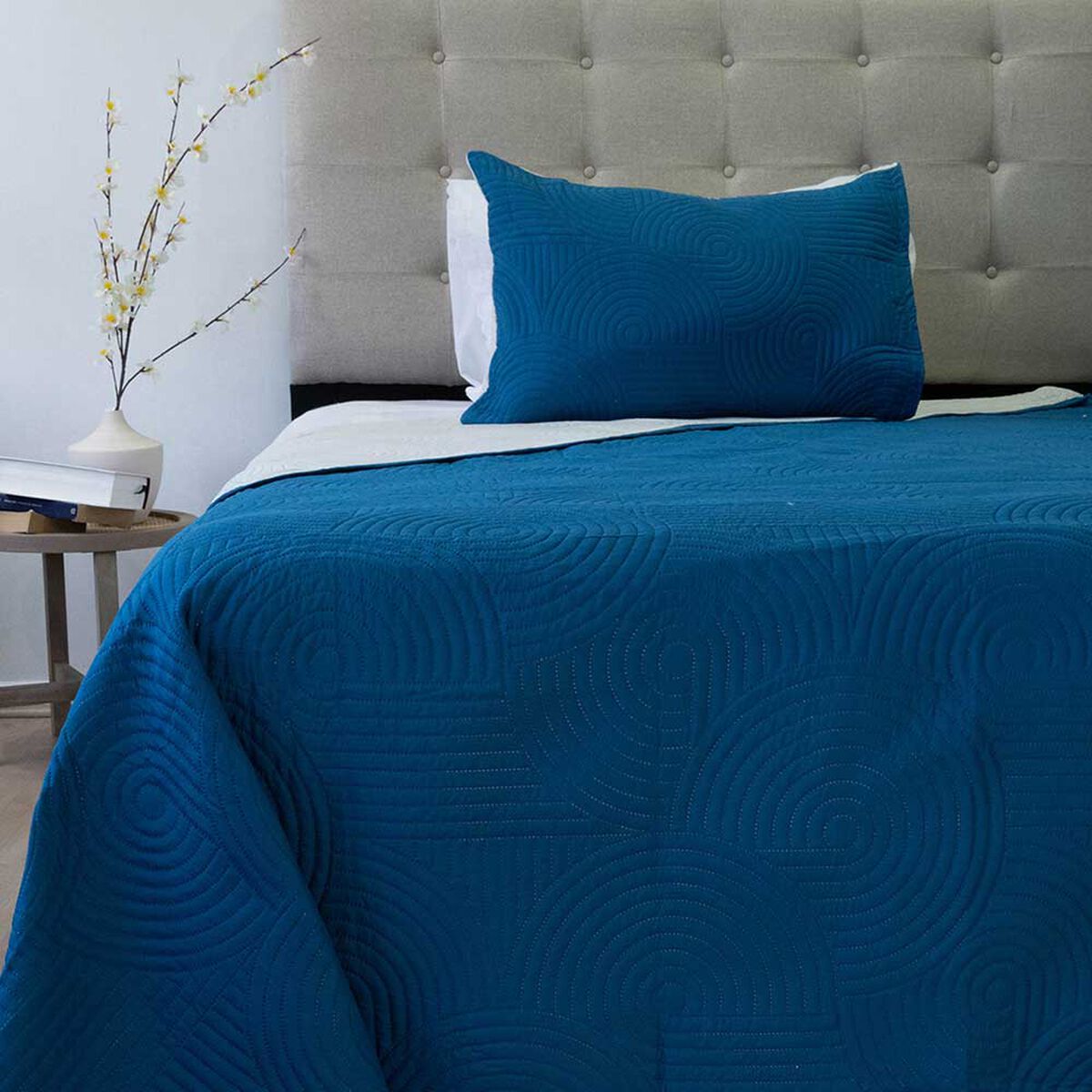 Quilt Doral 1,5 Plazas Azul Beige Origins