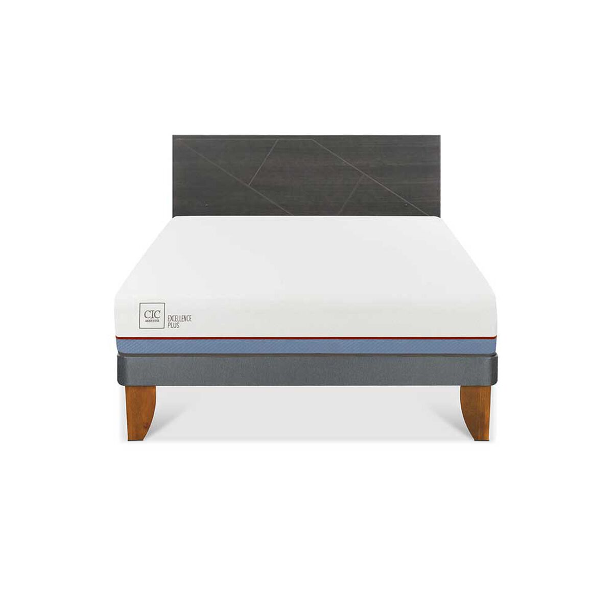 Cama Europea CIC Base Normal 2 Plazas Excellence Plus + Respaldo Villarrica