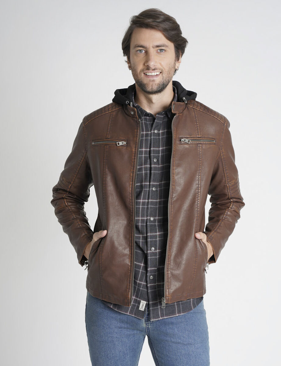 Chaqueta Ecocuero Hombre Falabella Saga Falabella Chaqueta Ripley