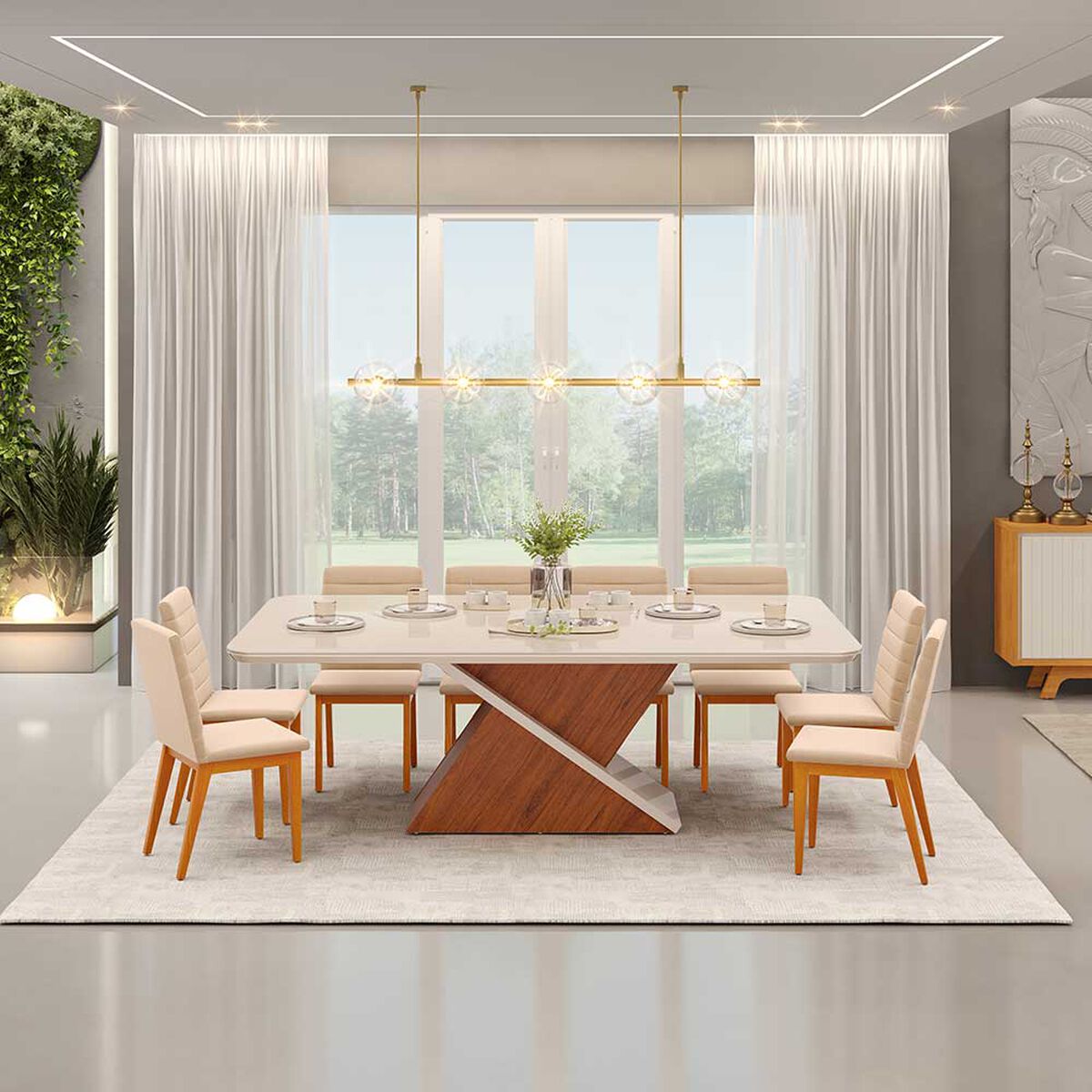 Juego de Comedor Di Poretti Design Zafira 8 Sillas Café