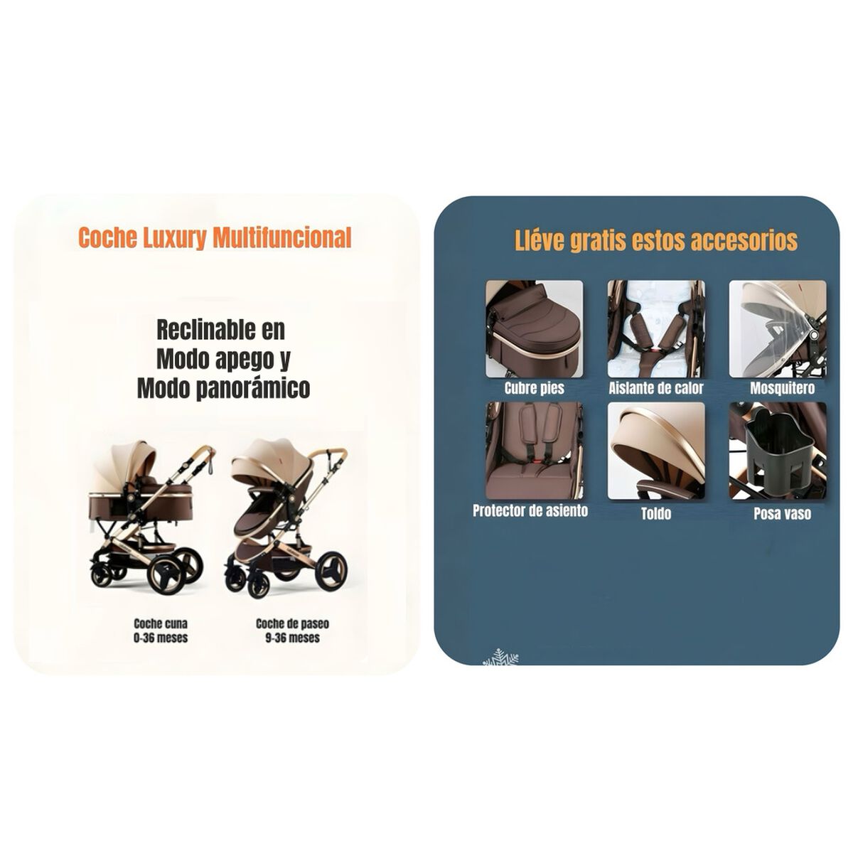 Coche Cuna Moisés con Accesorios Lubabycas Café