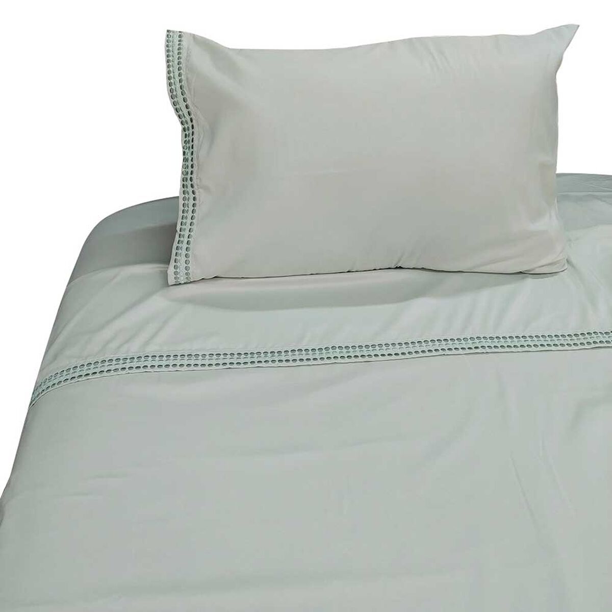 Juego de S&aacute;banas Bordada Illusions Microfibra 1,5 Plazas Verde