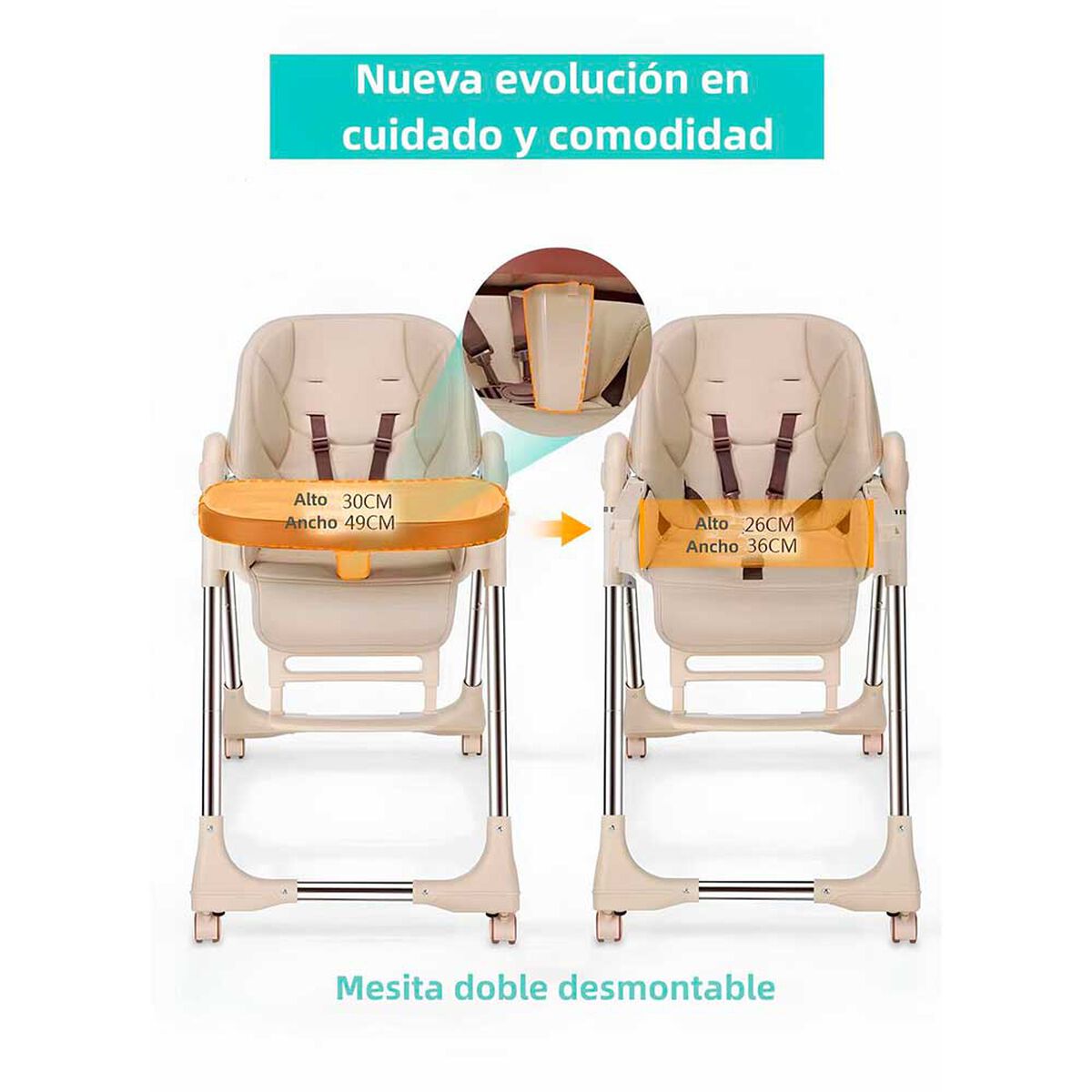 Silla de Comer Multiposiciones Plegable Rosada Lubabycas
