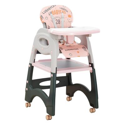 Imagen 1 del producto Silla de Comer Multifuncional con Ruedas Rosada Lubabycas