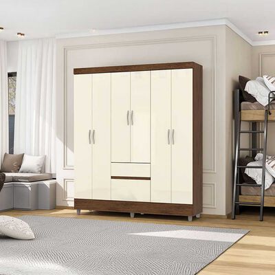 Cl&oacute;set Vekkahome Americano 6 Puertas 2 Cajones Beige