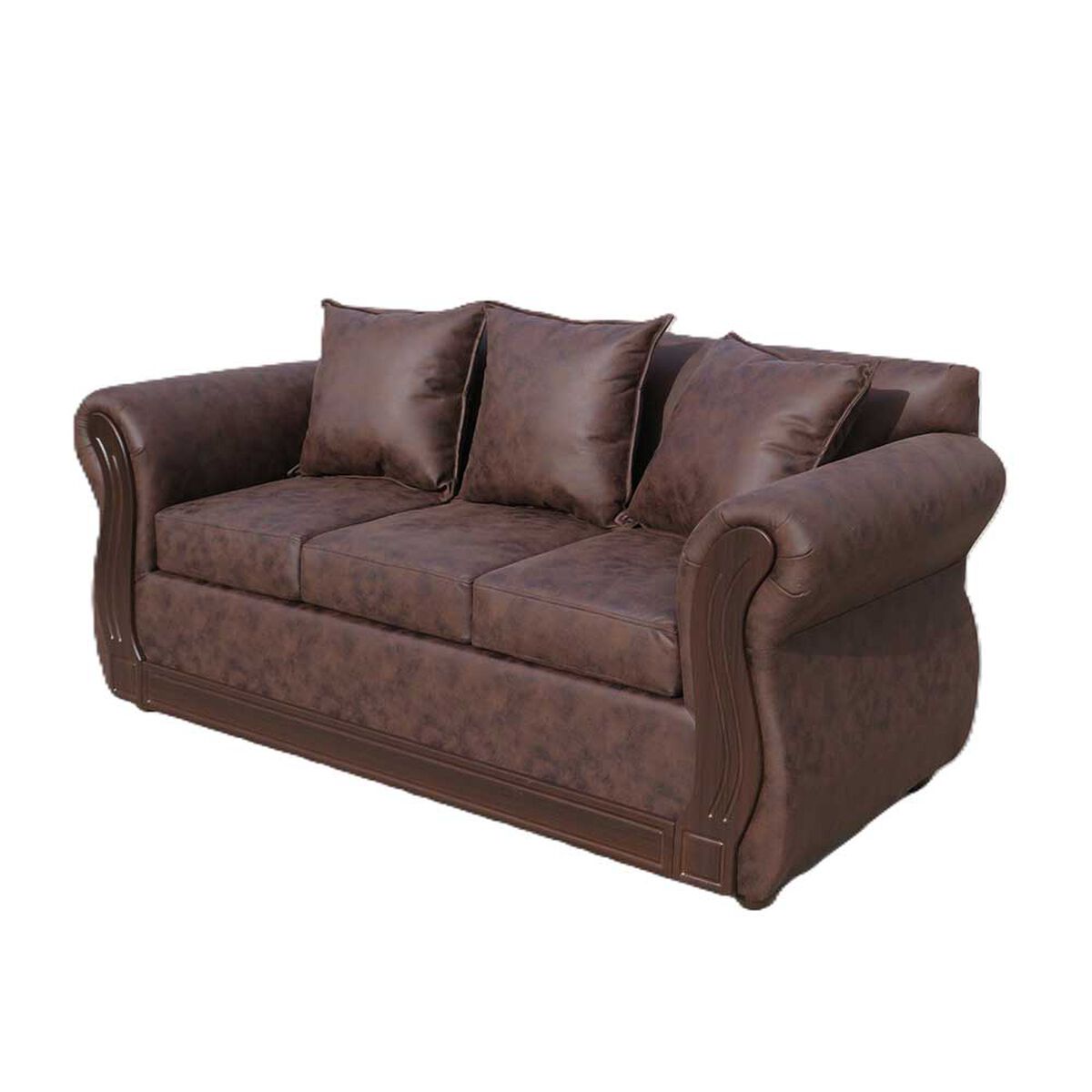Juego de Living Almore Atenea PU Sofá 3 Cuerpos + Dos Sillones 1 Cuerpo Caramelo