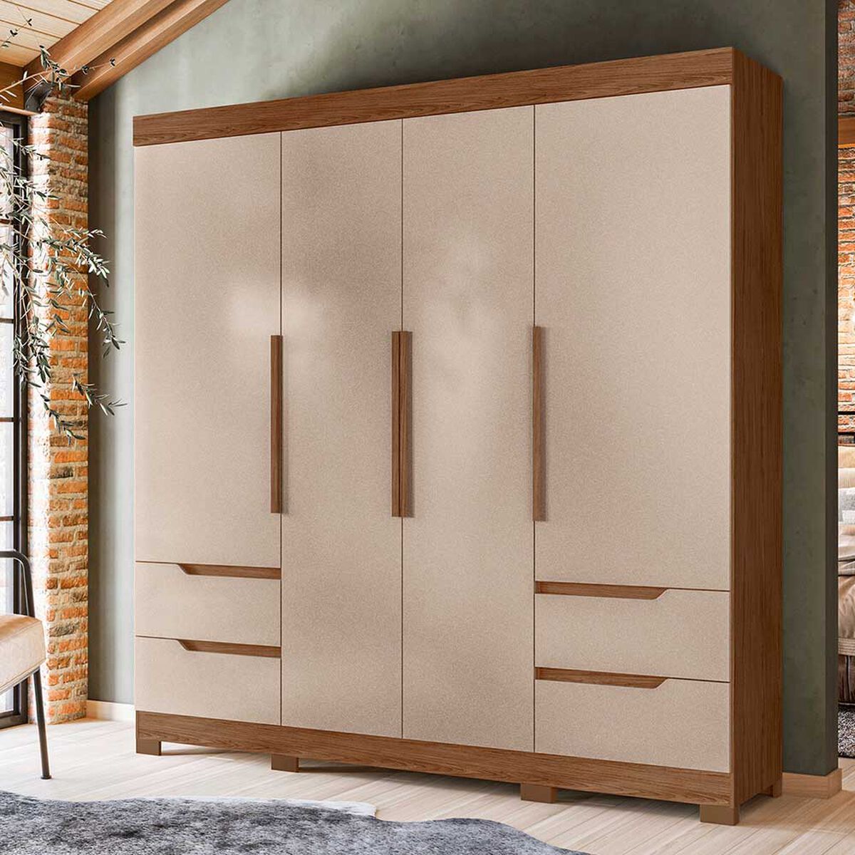 Clóset Vekkahome Vivacce 4 Puertas 4 Cajones Café