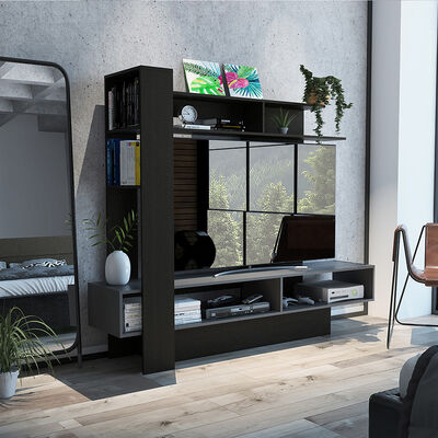 Centro de Entretencion TV TuHome Flamenco Wengue / Plomo Hasta 60"