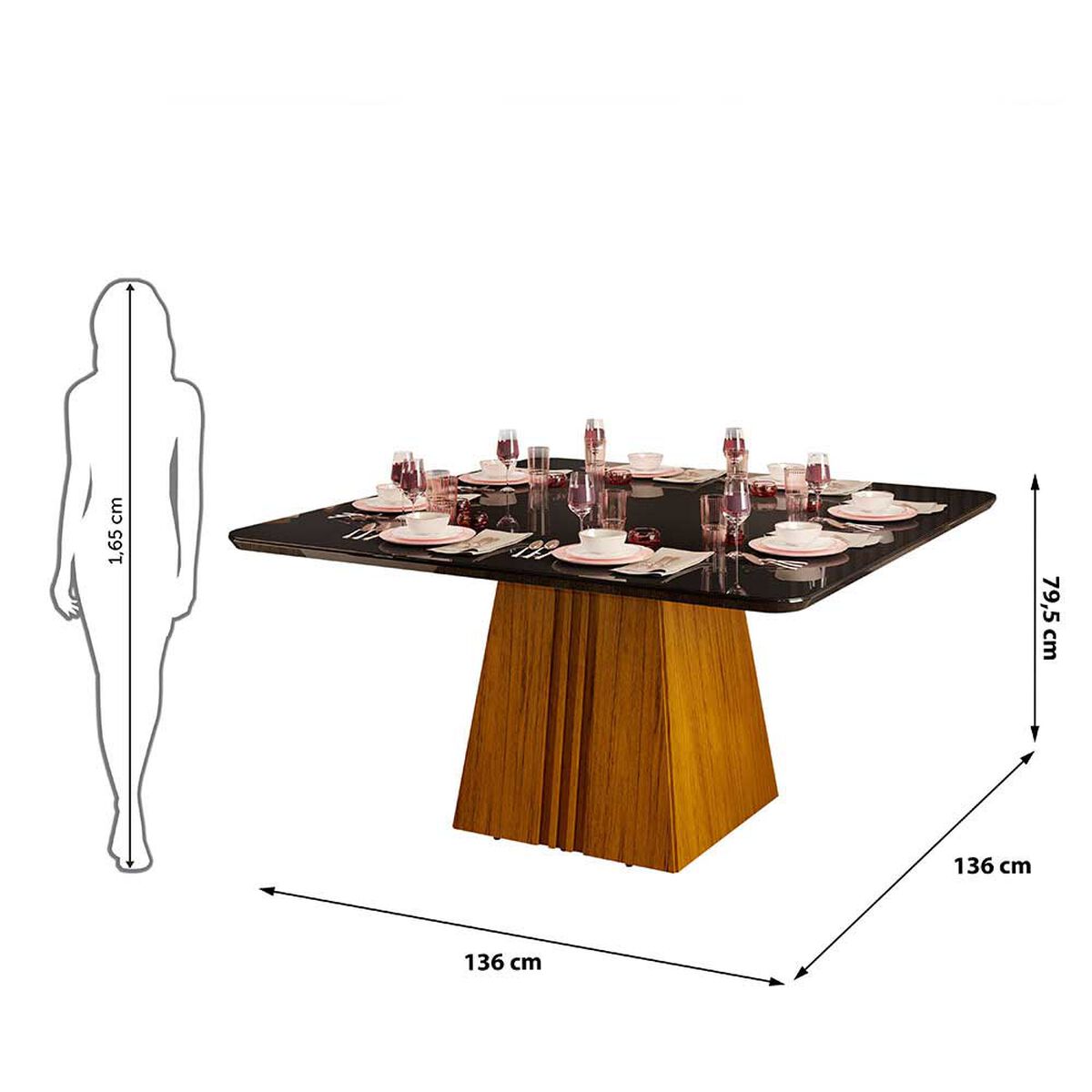 Juego de Comedor Vekkahome Italia 8 Sillas Negro