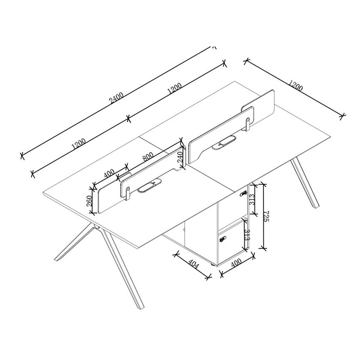 Estaci&oacute;n de Trabajo Rodler Arko 4 Puestos Gris
