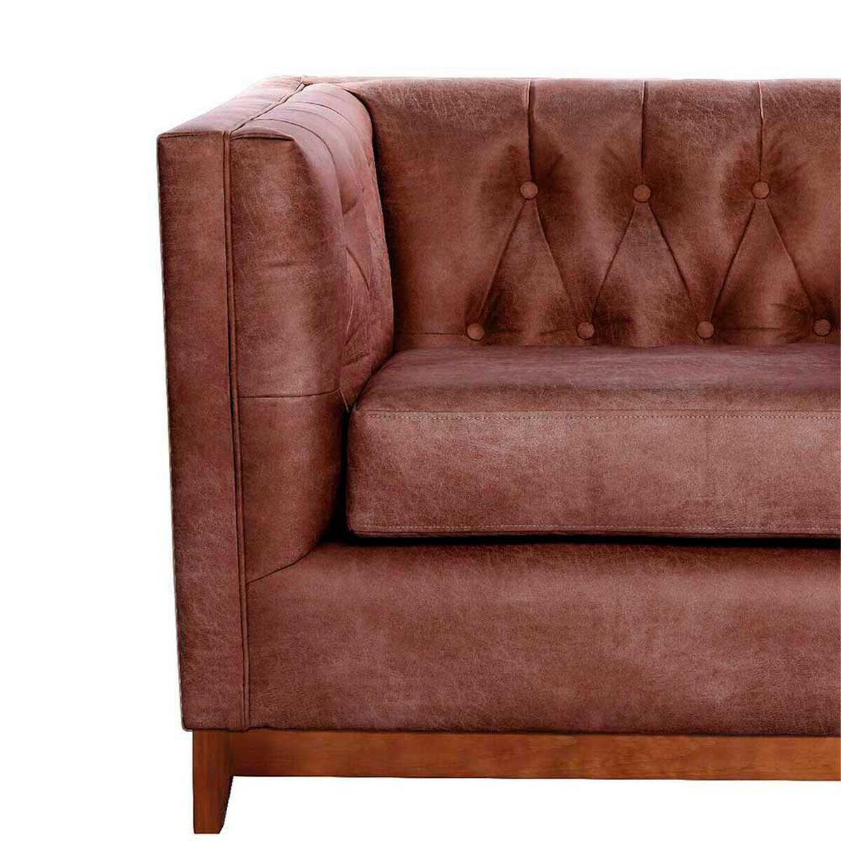 Sof&aacute; Latam Home Cuero Colorado Roma 2 Cuerpos Caramelo